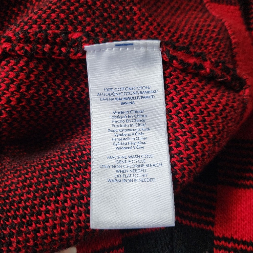 Chaps Mens Red Black Buffalo Plaid Shawl Collar Button Front Knit Cardigan L - Picture 9 of 11